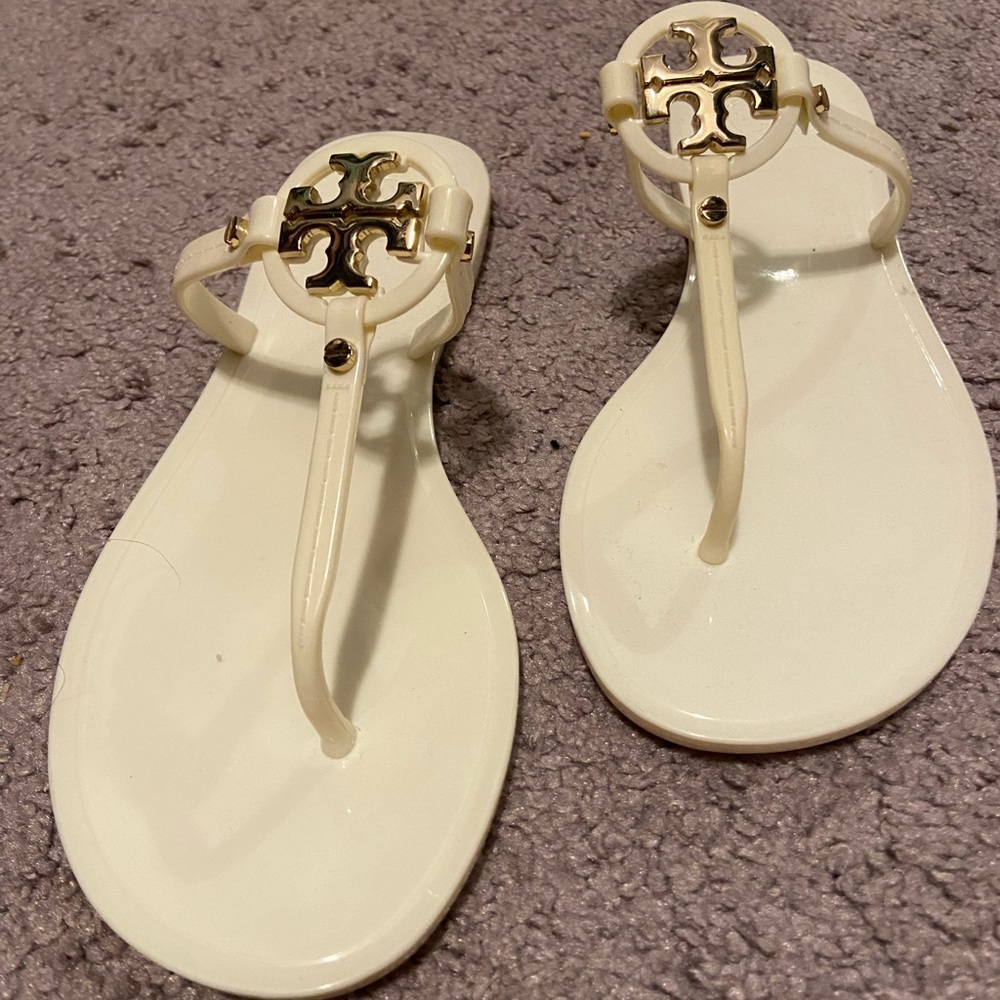 Mini Miller Flat Jelly Thong Ivory Size 8